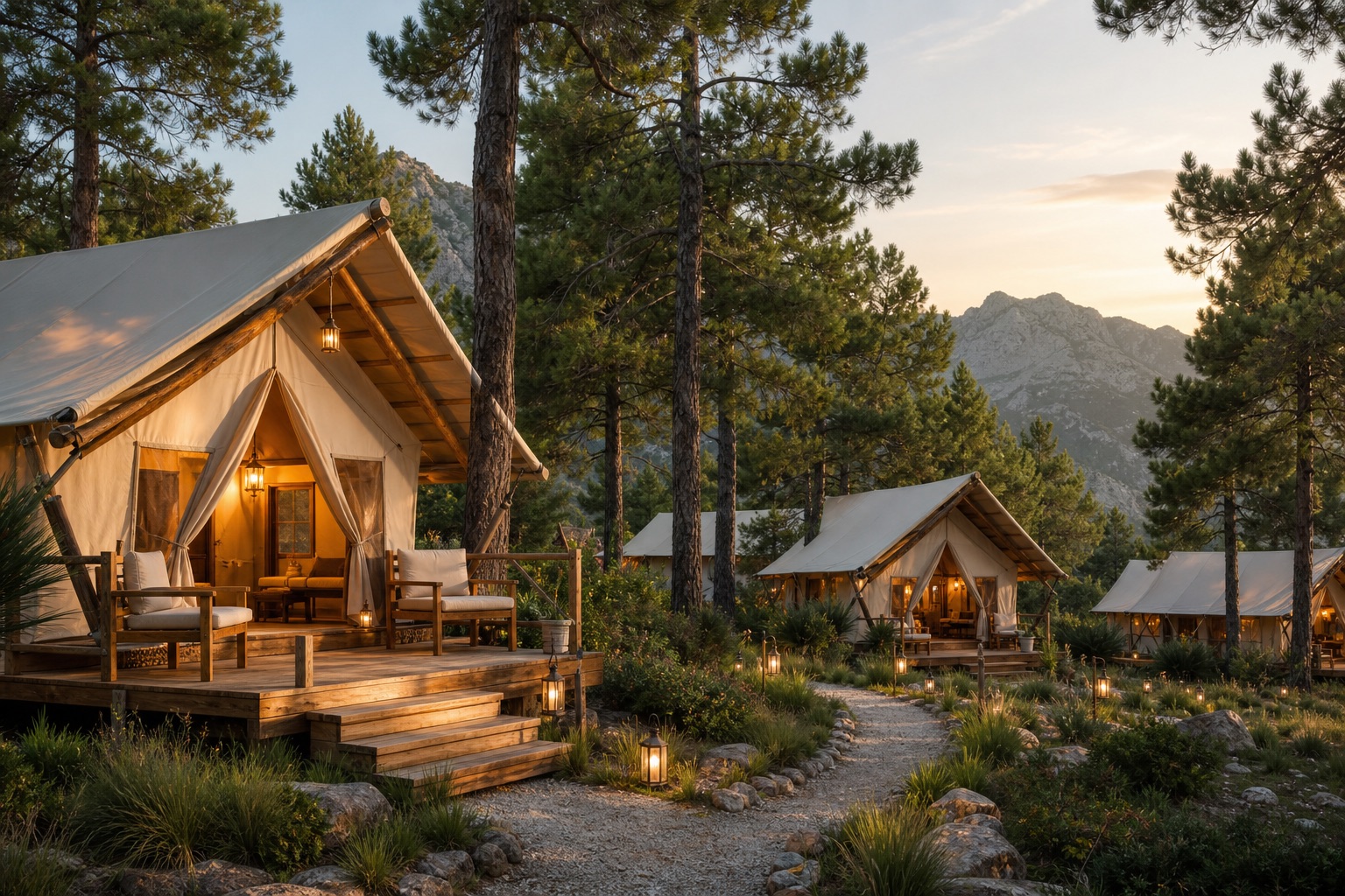 Forest glamping tent